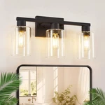 Sopeas 3-light Bathroom Vanity Light, Black With Clear Glass Shade. Fixed Price $85.25.