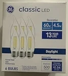 Ge Classic 60w Daylight Candle Light Medium Base Dimmable Led Bulb 6 Pack. Fixed Price $16.99.
