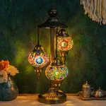 Table Lamp 23 Moroccan Tiffany Mosaic Glass 3 Globes Led Colorful Marrakech Base. Fixed Price $154.99.