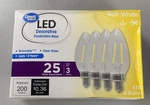 Great Value Led Light Bulb, 3 W (25w Equivalent), Dimmable, Clear, 4-pack. Fixed Price $13.00.