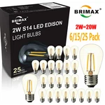 Brimax E26 Led Edison Bulbs 2w S14 Shatterproof Bulb For Outdoor String Lights. Fixed Price $28.49.