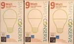 Simply Conserve (3) Led 9w (60w) 4000k Soft White 800 Lumens Light Bulb New. Fixed Price $15.27.