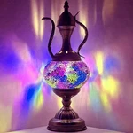 Silverfever Mosaic Turkish Teapot Lamp Moroccan Glass For Table Desk Bedside.... Fixed Price $88.98.