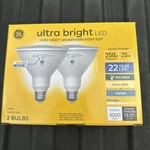 (2 Bulbs) Ge Ultra Bright 250w Replace 25w Led Outdoor Flood Bulbs Par3 3 Boxes. Fixed Price $20.00.