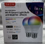Orein Matter Smart Light Bulb, A19 Rgbtw- 2pack Multi-color. Fixed Price $11.99.