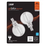 Feit White G16.5 E12 (candelabra) Filament Led Bulb Soft 40 Watt Equivalen. Fixed Price $14.99.