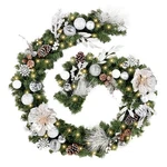 Wbhome Pre-lit 9 Feet/108 Inch Christmas Garland, White & Silver Lighted Garl.... Fixed Price $118.69.