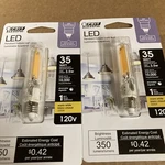 Feit Electric Acre T4 E11 Led Bulb Warm White 35 Watt Equivalence 2 Pack. Fixed Price $17.99.