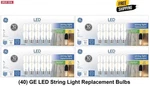 String Light Replacement Bulbs Ge 60 Lumen Soft White Medium Base E-26 (40 Pack). Fixed Price $34.19.