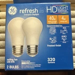 Ge Refresh Led 40w Hd Light Bulbs For Ceiling Fan 320 Lumens Frosted 2 Pack. Fixed Price $11.95.