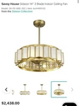 Savoy House Gideon 14 3 Blade Indoor Ceiling Fan Model: 28-fd-690-322 New Sealed. Fixed Price $1500.00.