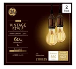 2 Pack Ge Vintage Style Amber Glass Warm Candle Medium Base Bulbs 60w 560 Lumens. Fixed Price $22.00.
