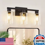 Sopeas 3-light Black Bathroom Vanity Light Fixture W/ Clear Glass Shade. Fixed Price $72.44.
