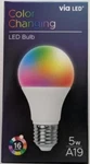 Via 16 Colors Changing 5 Watt Led Dimmable A19 - 450 Lumens 5000k Light Bulb. Fixed Price $7.03.