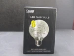 Feit Led Fairy Globe Light Bulb, Soft White, Crackle Glass, G25 Medium Base. Fixed Price $11.99.