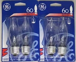 4 Lot Ge 60 Watt 47948 Bent Tip Crystal Clear Candelabra Light Bulb 60cam Cd2. Fixed Price $14.95.