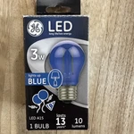 Ge Led Long Lifeparty Light Bulb, A15, Blue, 10 Lumens, 1 Bulb. Fixed Price $3.99.