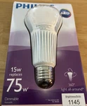 Philips Led 75w Replacement 15 W Soft White Light Dimmable 1 Bulb. Fixed Price $17.95.