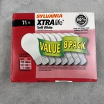 One Pack Of 8 Sylvania 71w Xtra Life Soft White A19 Light Bulbs - New Sealed. Fixed Price $54.99.