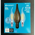 3pk Ecosmart B11 Led Candelabra Bulb 60w Dimmable Flame Tip Glass Daylight. Fixed Price $5.93.