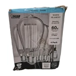 (4-pk) Feit E26 Vintage Edison Led Light Bulb 60-watt Equivalent St19 Dimmable. Fixed Price $13.24.