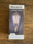 Bulbrite 40 Watt Antique Nostalgic Thread St18 Medium Base 134019 Nos40-1910. Fixed Price $13.50.