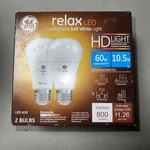2 Pk Ge Relax Soft White Hd 60w Replacement Led Light Bulbs General Purpose A19. Fixed Price $14.99.