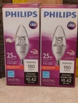 2 Pk 25 Watt 25w Phillips Led Indoor Dimmable Candle Soft Wht Light Bulbs 180lmn. Fixed Price $27.95.