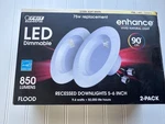 Feit Electric Led Recessed Downlight 2-pack Soft White Dimmable 5-6 Inch Flood. Fixed Price $14.99.