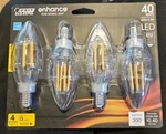 Feit Electric (3000k) Candelabra 3.3w 40 Watt Equiv Led E12 Light Bulbs 4-pack. Fixed Price $13.99.