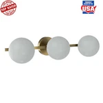 Vanity Light Fixture 3 Dimmable Brass Finish Frosted Glass Eco Friendly Us. Fixed Price $55.69.