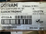 10 Pieces Osram Sylvania 49869 Qhe2x59t8/unv-isl-sc 120-277v For 2 Lamp F96t8. Fixed Price $250.00.