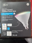 Ge Cync Smart Outdoor Floodlight Led Bulb, Dimmable, Full Color, Par38, 10 Watt. Fixed Price $16.99.