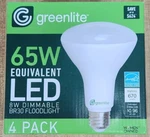 New Greenlite Br30 Light Bulbs X4 8w Led 65w Dimmable 3000k 670 Lumens 4. Fixed Price $6.65.