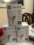 3 X Ge Heat Lamps 250w 120v 5,000 Hrs 4.6 Yrs Life Br40 Clear Medium Base. Fixed Price $18.00.