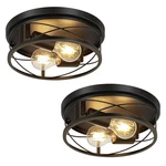Violoemi 2-pack Farmhouse Industrial Black Round Metal Flush Mount Ceiling Light. Fixed Price $70.10.