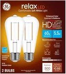 Led Hd Relax Soft White Light Bulbs, St19 Medium Base, 5.5 Watt, 2-pk - 93124165. Fixed Price $18.35.