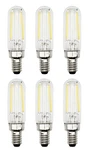 6 Pack Of T6 Led Tubular Bulbs, 2w 120v, E12 Candelabra Base, Clear Glass Filamt. Fixed Price $14.99.
