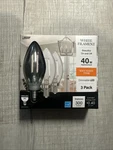 (3-pk) Feit Electric Candelabra Dimmable Filament Led Light Bulb B10 E12 40w. Fixed Price $12.00.