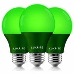 Luxrite A19 Led Green Light Bulb 60w Equiv. Ul Listed E26 Base Party 3-pack. Fixed Price $18.49.