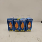 4 Pack Bulbrite 25f10a 25w Fiesta Style Chandelier Bulb, Candelabra Base, Amber. Fixed Price $11.99.