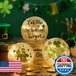 3 Pcs St Patricks Day Decorations Shamrock Crackle Glass Ball Led Lights Lighted. Fixed Price $47.99.