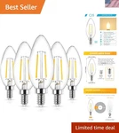Candelabra Base Led Bulbs, 2700k Warm White, Eco-friendly - 5 Bulbs Included. Fixed Price $21.99.