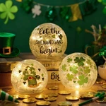 3 Pcs St Patricks Day Decorations Shamrock Crackle Glass Ball Led Lights Lighted. Fixed Price $52.74.