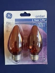 Ge 25w Decorative Flame Shape Amber Bulbs 2-pack Chandelier Style. Fixed Price $15.00.
