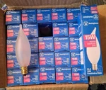 25 Westinghouse 15w Candelabra Base Frosted Flame Tip Bulbs. Fixed Price $35.00.