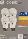 4 Ge Classic 40-watt Frosted White Soft A19 Leds W/medium Base. Fixed Price $16.99.