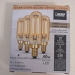 (4-pk) Feit Electric Candelabra Led Light Bulb Glass Clear Warm White 40w. Fixed Price $12.00.