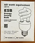 4 Esb 14w/60w Cfl Compact Fluorescent Spiral Light Bulbs Energy Saving. Fixed Price $10.95.