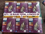 18 Bulb Lot Philips 3.3w=40w Led Clear Bent Tip Candle Dimmable Soft White Light. Fixed Price $38.62.